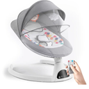 Jaoul Baby Swing for Infants - Electric Portable Newborn Bouncer With Bluetooth Touch Screen/Remote Control, Timing Function, 5 Speeds, 3 Seat Positions for Boys and Girls (Gray)