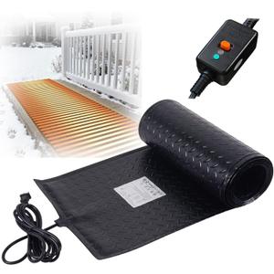 NujorWarmArt Heated Snow Melting Mats Outdoor, Anti-Slip Leakage Protection Heated Mat for Walkways Roof, 3 in/ h Melting Snow and Ice 15inch x 8Ft 120V
