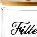 Cididu Coffee Filter Holder with Bamboo Lid, Glass Large Coffee Pod Holder for Counter, Clear Coffee Filter Dispenser Basket, K Cup Countertop Storage Container for Kitchen Cafe Bar Accessories