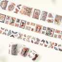 WT Stamped Wings Washi Tape Sticker Set  3 Rolls Decorative Butterfly & Wing Washi Sticker Tape, Vintage Adhesive Tape for Journaling, Scrapbooking, Planner, DIY Crafts & Wrapping (40mm, 50mm, 60mm)