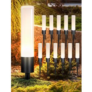 Ellasay Low Voltage Landscape Lights: 12-Pack 6W 3000K Led Waterproof IP65 for Outdoor Garden Pathway/Walkway/Driveway - 12-24V Wired Easy to Install (Warm)