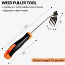 Weed Puller Tool,Newly Upgraded Garden Weeder Stainless Steel Hand Weeder Tool,Multi-Purpose 5 Teeth Weed Remover Tool Weeding Tools for Gardening (Rubber Handle)