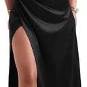 Memoriesea Women's Elegant Off Shoulder High Split Bodycon Evening Wedding Maxi Dress (Black) Small