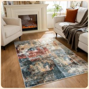 Istana 4x6 Area Rug - Multi/Red Rugs for Living Room 4x6 - Foldable Rugs for Bedroom - Stain Resistant Washable Rug - Eco-Friendly Boho Area Rugs - Easy to Clean Living Room Rug 4 x 6