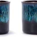 Espresso Cups Set of 2, Ceramic Espresso Cups, Expresso Shots Cups, 2.5oz Tea Cups, Demitasse Cups (2, Magic Blue Outside)