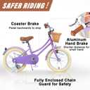 Glerc Little Molly 12-20 Inch Kids Retro Cruiser Bike for 2-13 Year Old with Wicker Basket & Training Wheels/Kickstand, Multiple Colors, 16 Inch