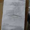 Allewie Full Bed Frame, Velvet Upholstered Platform Bed with Adjustable Vertical Channel Tufted Headboard, Mattress Foundation with Strong Wooden Slats, Box Spring Optional, Easy Assembly, Off-White