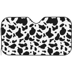 Car Sun Shade for Front Windshield Auto Windscreen Heat Insulation Sunshade Lightweight Easy Use Car Sun Visor for SUV Sedan and Passenger Vehicle (Cow Print, M(55x30in))