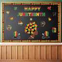 61Pcs Happy Juneteenth Bulletin Board Decorations Set June 19th Freedom Day Classroom Door Wall Chalkboard Decor for Classroom School African Afro American Festival Supplies