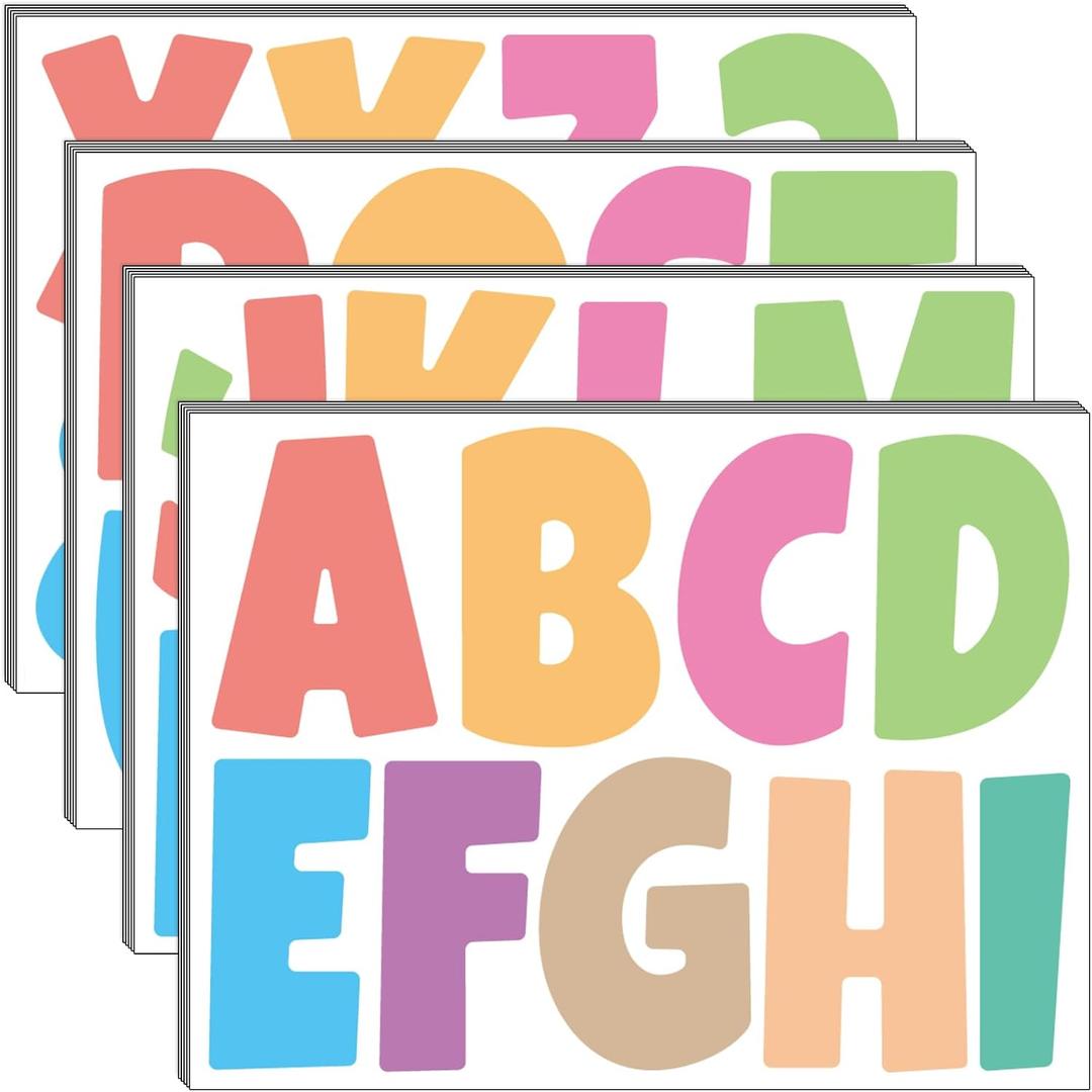 Bemeol 234 Pieces 4 Inch Bulletin Board Letters Alphabet Cutout Letter for Bulletin Board Display Home Classroom School Decor(Colorful)
