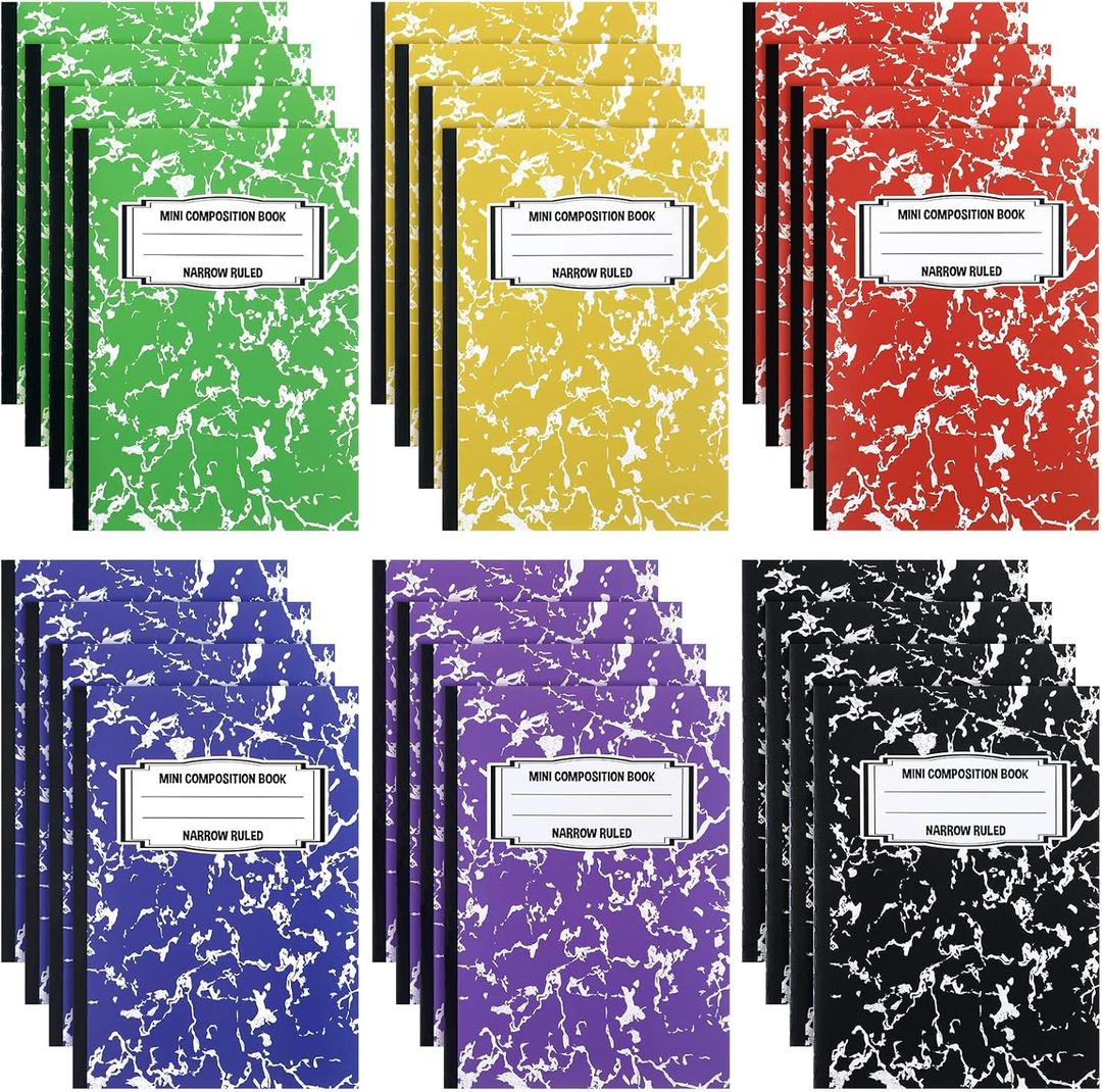 Eersida 24 Pieces Mini Composition Notebook Composition Books Small Marble Note Books Cute Journal Pocket Tiny Sized Notebooks for Back to School Office Gifts, 3.4 x 4.7 Inches