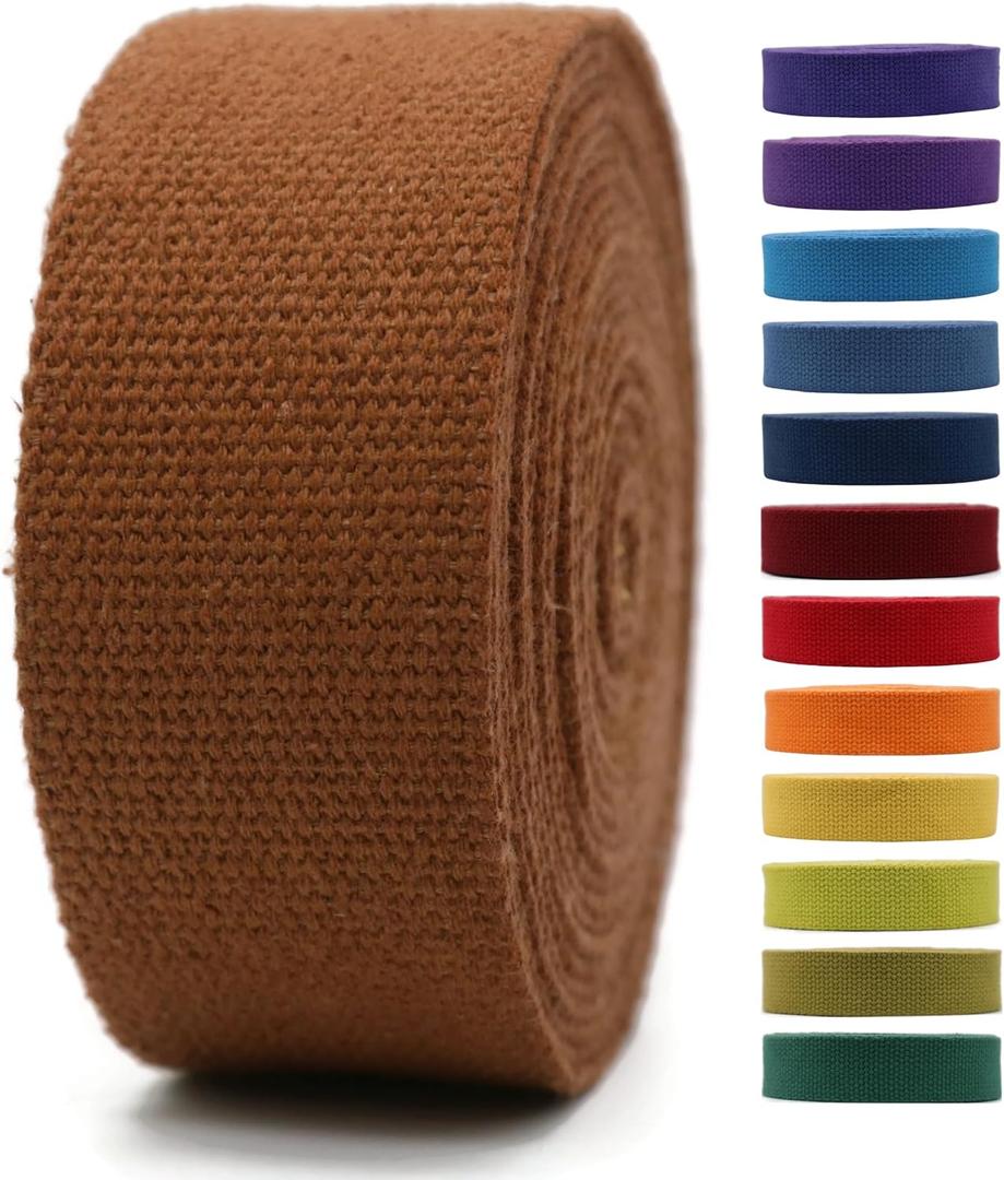 Cotton Webbing 2" & 1.5'' & 1" - 5 Yards - 50+ Colors -%100 Natural Cotton - Turkish Woven - Heavy Duty1 Inch 1.5 Inch 2 Inch Canvas Webbing for Sewing Straps Bags Climbing Indoors Craft DIY 11455 (25.Ginger Spice)