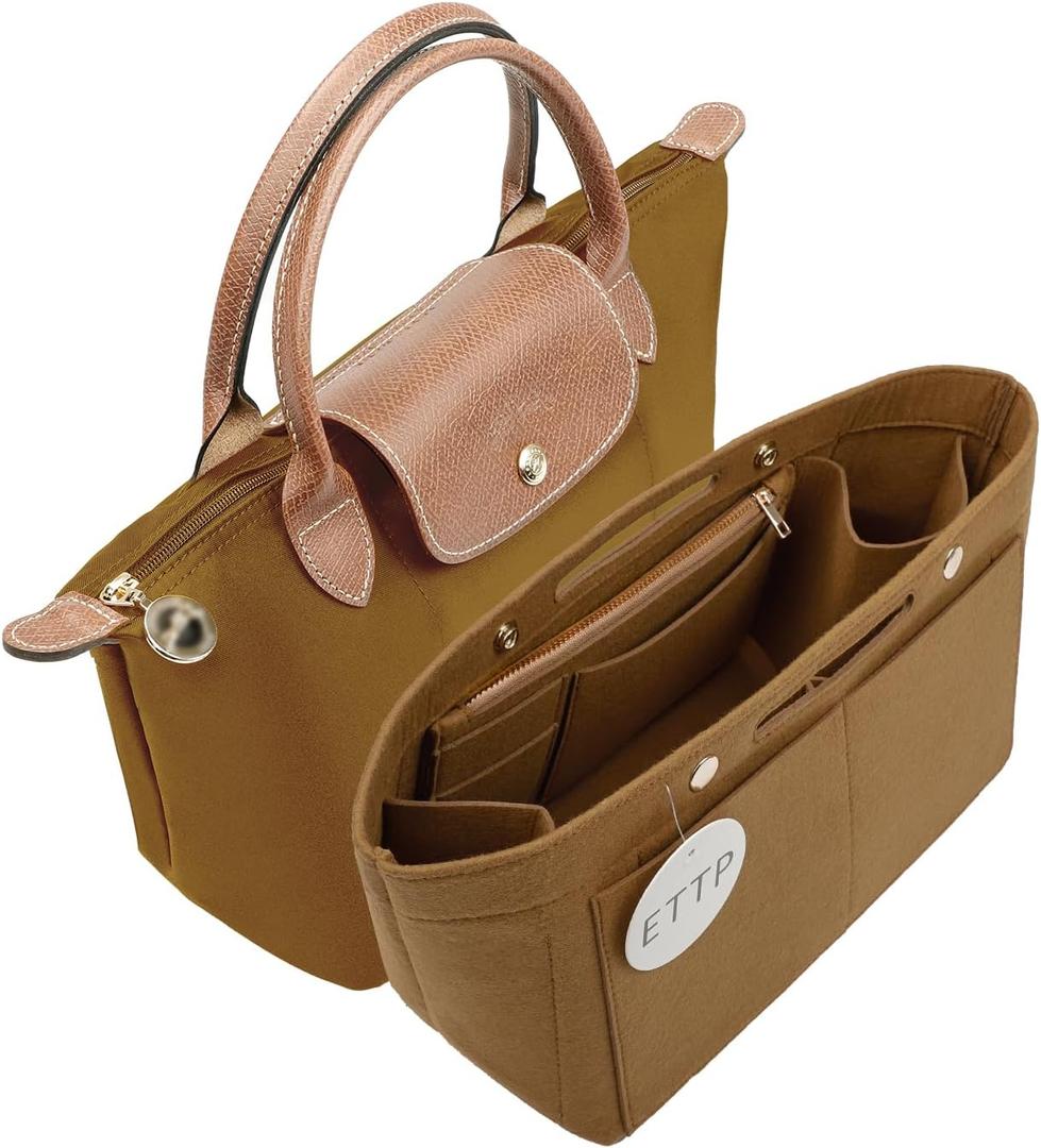 Purse Organizer Insert For Handbags, Felt Tote Bag Organizer Insert, Handbag Organizer, Compatible with Neverful Speedy and More, 6 Size (X-Large, Lighting Coffee)