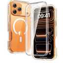 Diaclara Magnetic Designed for iPhone 17 Pro Case 6.3'' Full Camera Protection Full Body Bumper, Compatible with MagSafe Military Drop Proof Phone Case w/Built-in Screen Protector, Clear