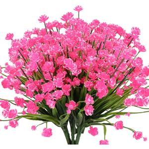 10PCS Artificial Flowers,Fake Greenery Faux Plastic Bushes Fake Shrubs UV Resistant No Fade Flowers for Wedding Hanging Bouquet Indoor Outdoor Home Garden Office Table Vase, OUD-SG-10P-Pink