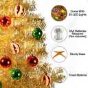 3 Ft Gold Christmas Tree with 12 Modes Timer 50 LED Four Color & Warm Lights DIY 15 Ball Ornaments 3D Star Artificial Xmas Tree Indoor Home Holiday Party Decoration