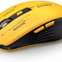 RAPIQUE Bluetooth Wireless Mouse - (BT1/BT2+USB Receiver) Tri-Device Compatibility for PC, Laptop, Computer, MacBook, Tablet (Black and Yellow)