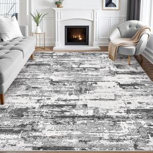 Area Rugs for Living Room: 9x12 Abstract Washable Rug Modern Neutral Large Soft Stain Resistant Non-Slip Backing Machine Table for Bedroom Dining Room Indoor Home Office Carpet - Black Grey Area Rugs for Living Room: 9x12 Abstract Washable Rug Modern Neutral Large Soft Stain Resistant Non-Slip Backing Machine Table for Bedroom Dining Room Indoor Home Office Carpet - Black Grey