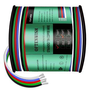 150ft RGB 4 Wire Conductor 22 Gauge Cords 4PIN 22AWG Extension Cable Tinned Copper for LED Strips