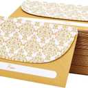 Juvale Money Envelopes for Cash - Cash Gift & Money Saving Envelopes - Secure Adhesive Seal & Floral Design - 7 x 3 In, Gold, 100 Pack
