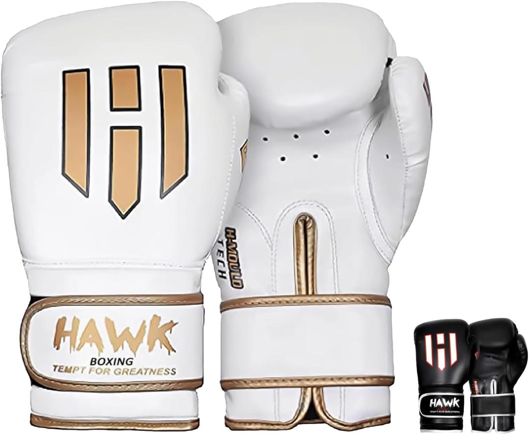 Hawk Sports Boxing Gloves for Men and Women, Comfy Boxing Training Gloves with Foam Padding for Throwing Power Punches with Confidence, Heavy Bag Boxing Gloves for Training and Sparring (8 Oz, White)
