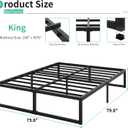 Lutown-Teen 14 Inch King Bed Frame Sturdy Mattress Foundation, Heavy Duty Metal Platform with Steel Slats Support No Box Spring Needed, Noise Free, Easy Assembly, Black