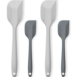 Silicone Spatula Set, Premium Spatulas Silicone Heat Resistant 2 Small & 2 Large Flexible Scraper for Nonstick Cookware, Rubber Spatula for Kitchen Mixing Baking Cooking Use, Soft Spatula - Gray
