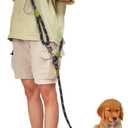 Hands Free Dog Leash 2 Dogs 7.5ft Rope Double Dog Leash for Two Dogs Reflective for Large Medium Small Dogs Walking, Jogging and Running Black