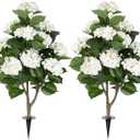 2Pack 3FT Artificial Hydrangea Trees with Spikes Realistic Hydrangea Artificial Flowers for Outdoor & Indoor Dcor, Perfect Faux Hydrangea Flowers Tree for Home, Patio & Garden, White