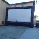 24 Feet Inflatable Projector Movie Screen Outdoor Indoor, Portable Blow Up Cinema Projection Screen, with Air Blower, Tie-Downs and Storage Bag, for Backyard Pool Party Movie Nights