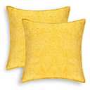 CaliTime Throw Pillow Covers Decorative 18 X 18 Inches Pack of 2 Cotton Thread Stitching Edges Solid Dyed Soft Chenille Cushion Cases for Couch Sofa Bed Living Room Farmhouse Mustard Yellow