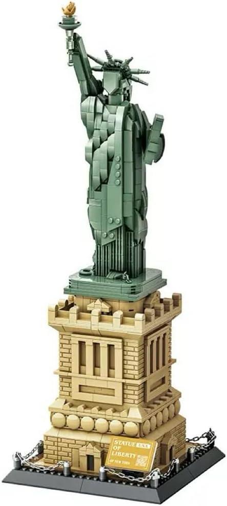 Mantfuty Statue of Liberty Building Blocks Set Famous World Architecture Model New York Landmark Bricks Toy Gifts for Adults(1409 Pieces)