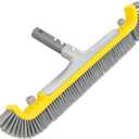 POOLAZA 20'' Pool Brush, Heavy Duty Pool Brushes for Cleaning Pool Walls & Floors, Premium Pool Brush Head for Inground Pools with BPT Bristles & EZ Clip, Curved Ends High-Efficiency Pool Scrub Brush