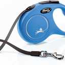 FLEXI New Classic Tape Retractable Dog Leash for Small Dogs Upto 33 lbs.  16 ft., Blue | Tangle Free Pet Walking Leash with One-Handed Brake, Pause, Lock|German Quality Product