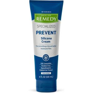 2 x Medline Remedy Specialized Silicone Cream, Unscented (4 fl oz), Gentle Breathable Film for All Ages, Paraben-free and Hypoallergenic Skin Care, Barrier for Dry Cracked Skin