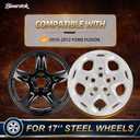 17 Inch Hubcaps Wheel Covers Compatible with 2010-2012 Ford Fusion, Bolt-On ABS+PC Hubcap Replacement for 17" Factory Steel Wheels, Replace AE5Z1130D, 5 Split Spoke Silver ;Set of 4