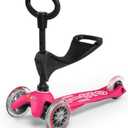 Micro Kickboard | Mini 3-in-1 Deluxe Toddler Scooter for Ages 15 | Ride-On with Removable Parent Push Bar | 3 Wheel Lean-to-Steer Design | Adjustable T Bar | Smooth Ride PU Wheels | Swiss Design