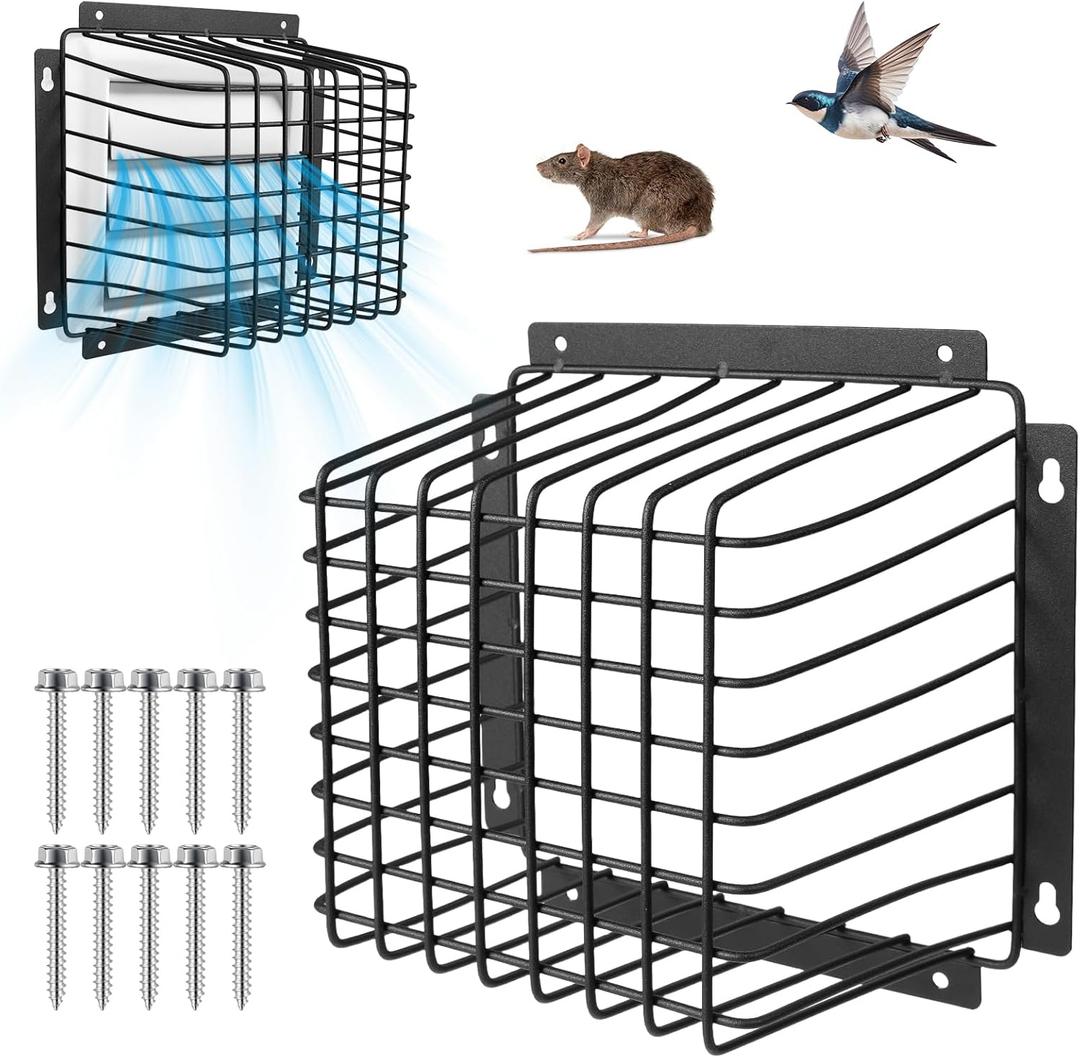 Universal Outside Bird Guard - Stainless Steel Construction Vent Cover, Fits 3 inch to 4 inch Vent Hoods, Prevents Birds, Rodents and Debris from Entering Dryer or Bathroom Exhaust Fan, Black