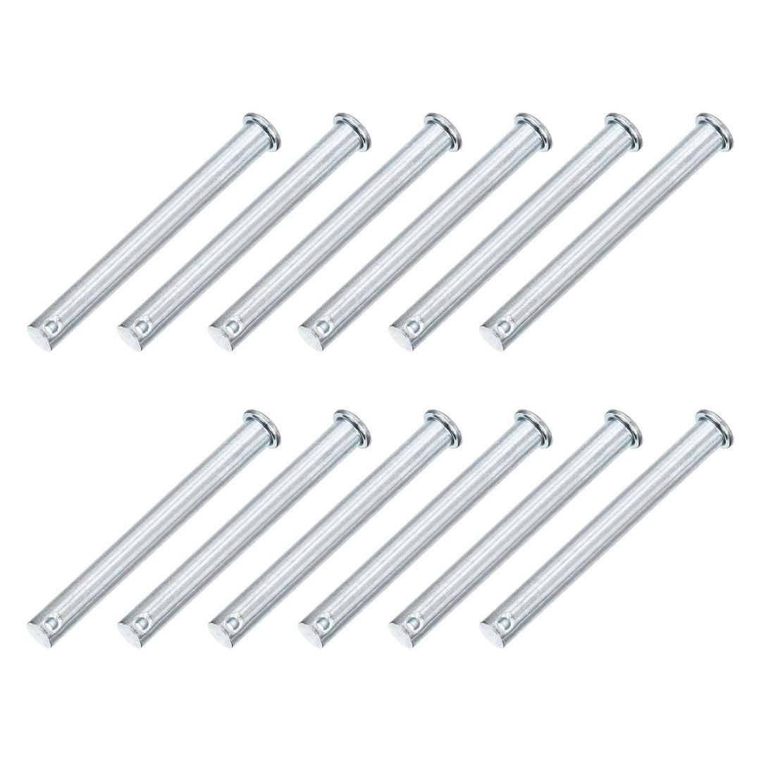 uxcell 12Pcs M10 x 90mm Single Hole Clevis Pins, Zinc-Plated Carbon Steel Flat Head Hitch Pins for Trailer Latch, Mechanics Repair, Furniture Installation, Industrial Equipment