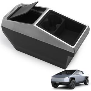 Floor Center Console Organizer for Tesla Cybertruck 2024 2025,Custom Fit Multifunctional Storage Box for 2024 2025 Cybertruck AccessoriesCenter Console Storage with Cup Holder