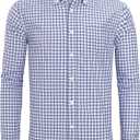 Alimens & Gentle Men's Plaid Button Down Shirts Cotton Long Sleeve Dress Shirts Regular Fit Gingham Shirts (Large)