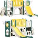 8 in 1 Toddler Slide Set, Kids Slide for Toddlers, Toddler Climber Slide PlaySet with Basketball Hoop,Outdoor Indoor Playground for Toddlers Upgraded