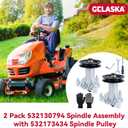 GELASKA 2 Pack 130794 Spindle Assembly with 173434 Spindle Pulley Replaces 532130794, 539110158 for CT130, CTH130, LR110, LR111, LR12, LR120, LR121, LR122, LT100, LT112, LT125, YT180, YTH180 Mowers