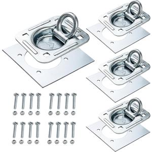 Lonffery 4 Pack Recessed D-Ring Tie Down Anchors (6,000 lb. Capacity), Heavy Duty Kit for Trailer or Deliveries