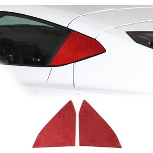 Rear Side Window Louvers Molding Sticker Trim Soft Carbon Fiber 2PCS Compatible with Corvette C8 Stingray 2020-2023 Body Rear Side Triangle Glass Decorative Decals (Red Carbon)