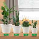Pottiffe 16 inch Plastic-Flower-Pot-for-Indoor-Plants, 4 Pack Large Outdoor Planter Pot with Drainage Holes & Saucers, Resin Decorative Garden Pots Planters