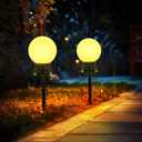 BlcTec Solar Pathway Lights Outdoor, Warm White Path Lights with 3-Sided Solar Panels, 15H Runtime, IP65 Waterproof, Auto On/Off for Patio, Garden, Lawn, Driveway, Yard, Landscape Decor, 2 Pack