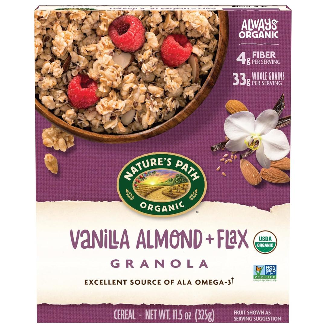 Nature's Path Organic Vanilla Almond + Flax Granola, 11.5 oz (Pack of 1), Non-GMO (0.04 Ounce (Pack of 1)) BB 2026 JAN 15
