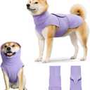 Dog Anxiety Calming Vest Adjustable Turtleneck Thunder Shirt Jacket for Fireworks, Separation, Vet Visits, Pet Hoodie for Large Medium Dogs (Small, Purple)