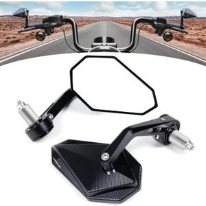 FASTMOMENT Motorcycle Mirrors for Handlebars Motorcycle Mirrors with CNC Cutting Bar End Mirrors Fit for Most Motorcycle Street Bike Scooter Cruiser with Standard 7/ 8" Handlebars (White Lenses)